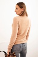 Sweter damski alpaka z golfem camelowy