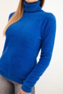 Sweter damski alpaka z golfem chabrowy