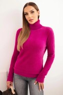Sweter damski alpaka z golfem ciemno fioletowy
