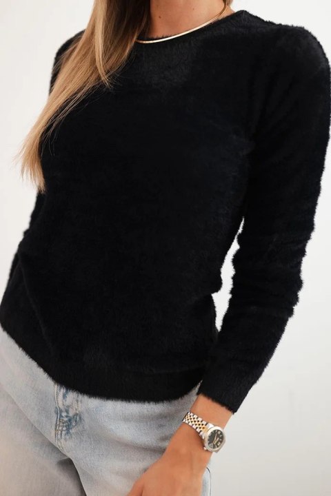 Sweter damski alpaka z okrągłym dekoltem czarny Sweter damski alpaka z okrągłym dekoltem czarny