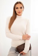 Sweter damski alpaka z półgolfem beżowy