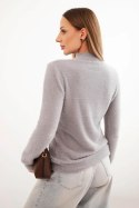 Sweter damski alpaka z półgolfem szary