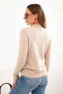 Sweter damski z półgolfem z miękkiej dzianiny ciemno beżowy