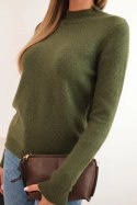 Sweter damski z półgolfem z miękkiej dzianiny khaki