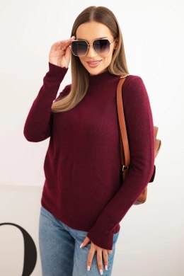Sweter damski z półgolfem z miękkiej dzianiny śliwkowy