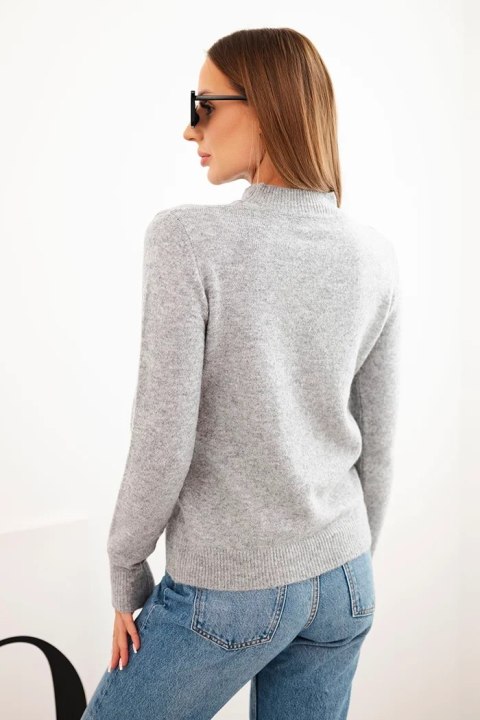 Sweter damski z półgolfem z miękkiej dzianiny szary Sweter damski z półgolfem z miękkiej dzianiny szary