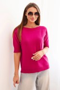 Sweter damski z wiskozy z krótkim rękawem ciemny fioletowy