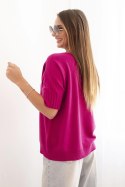 Sweter damski z wiskozy z krótkim rękawem ciemny fioletowy