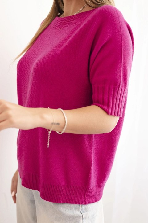 Sweter damski z wiskozy z krótkim rękawem ciemny fioletowy Sweter damski z wiskozy z krótkim rękawem ciemny fioletowy