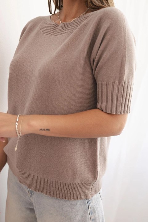 Sweter damski z wiskozy z krótkim rękawem fango Sweter damski z wiskozy z krótkim rękawem fango