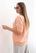 Sweter damski z wiskozy z krótkim rękawem morelowy