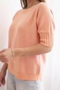 Sweter damski z wiskozy z krótkim rękawem morelowy