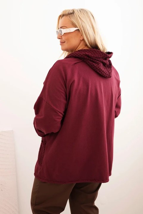 Bluza damska Plus Size bawełniana oversize z długim rękawem bordowa Bluza damska Plus Size bawełniana oversize z długim rękawem bordowa
