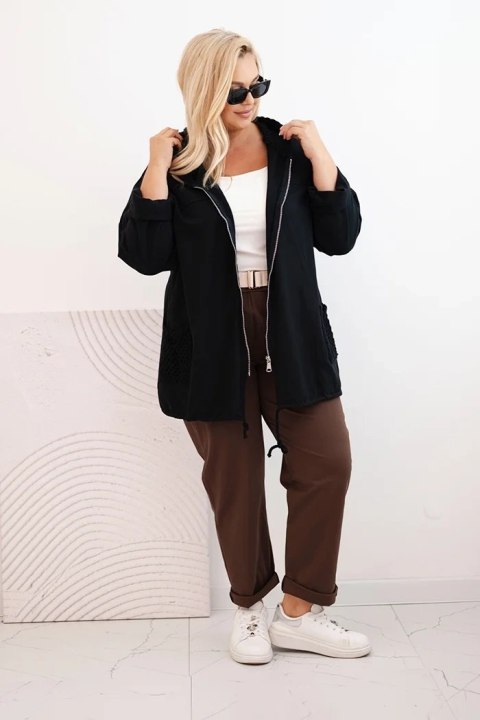 Bluza damska Plus Size bawełniana oversize z długim rękawem czarna Bluza damska Plus Size bawełniana oversize z długim rękawem czarna