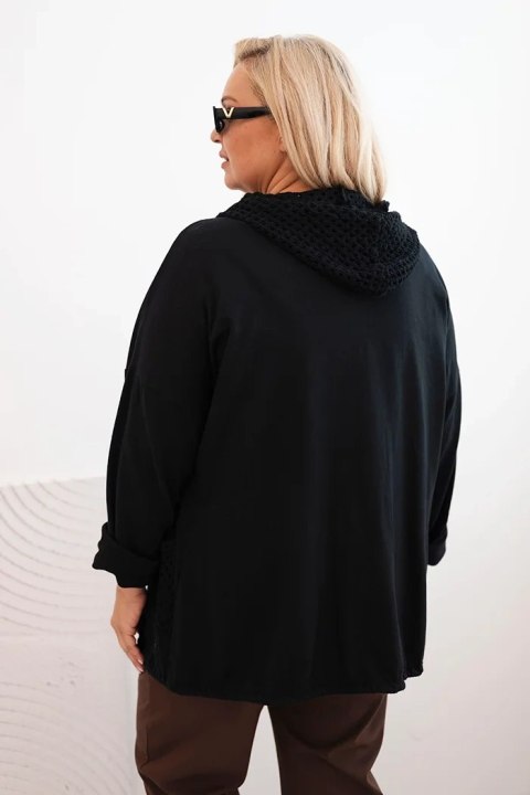 Bluza damska Plus Size bawełniana oversize z długim rękawem czarna Bluza damska Plus Size bawełniana oversize z długim rękawem czarna