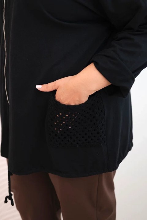 Bluza damska Plus Size bawełniana oversize z długim rękawem czarna Bluza damska Plus Size bawełniana oversize z długim rękawem czarna