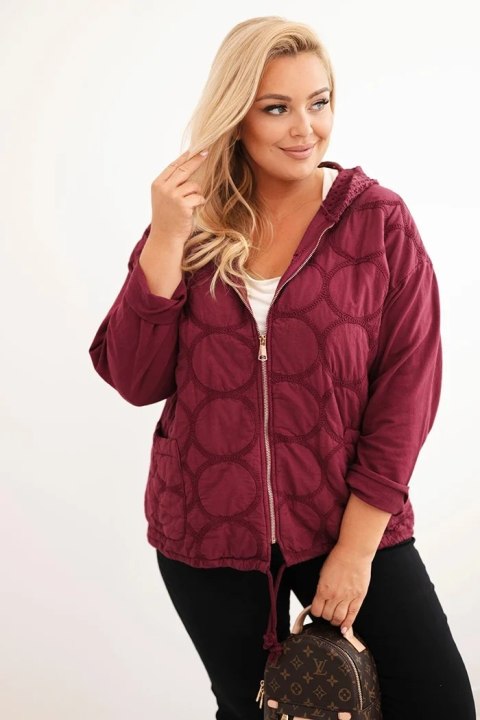 Bluza damska Plus Size bawełniana rozpinana na zamek bordowa Bluza damska Plus Size bawełniana rozpinana na zamek bordowa