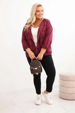 Bluza damska Plus Size bawełniana rozpinana na zamek bordowa