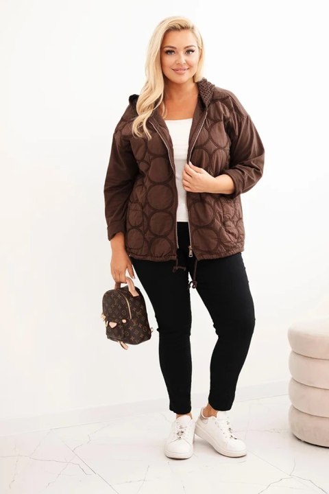 Bluza damska Plus Size bawełniana rozpinana na zamek brązowa Bluza damska Plus Size bawełniana rozpinana na zamek brązowa