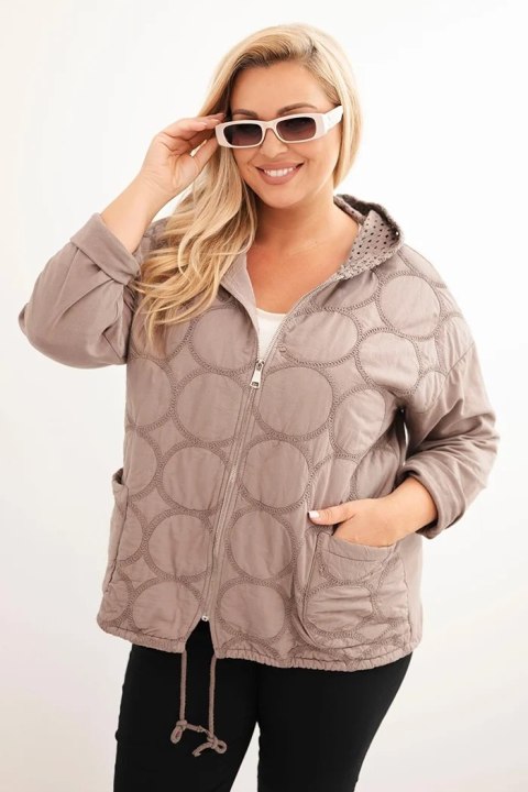 Bluza damska Plus Size bawełniana rozpinana na zamek fango Bluza damska Plus Size bawełniana rozpinana na zamek fango