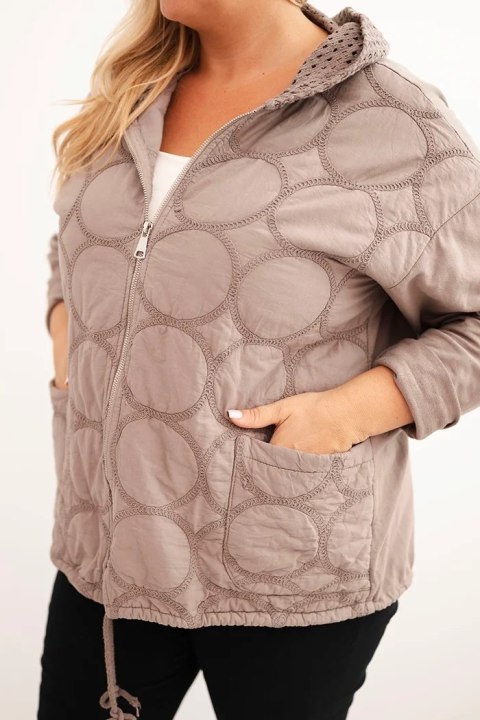 Bluza damska Plus Size bawełniana rozpinana na zamek fango Bluza damska Plus Size bawełniana rozpinana na zamek fango