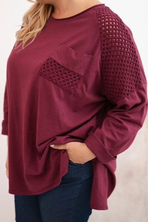 Bluza damska Plus Size bawełniana z nadrukiem bordowa Bluza damska Plus Size bawełniana z nadrukiem bordowa
