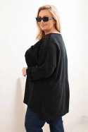 Bluza damska Plus Size bawełniana z nadrukiem czarna
