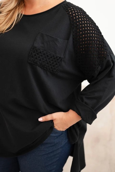 Bluza damska Plus Size bawełniana z nadrukiem czarna Bluza damska Plus Size bawełniana z nadrukiem czarna