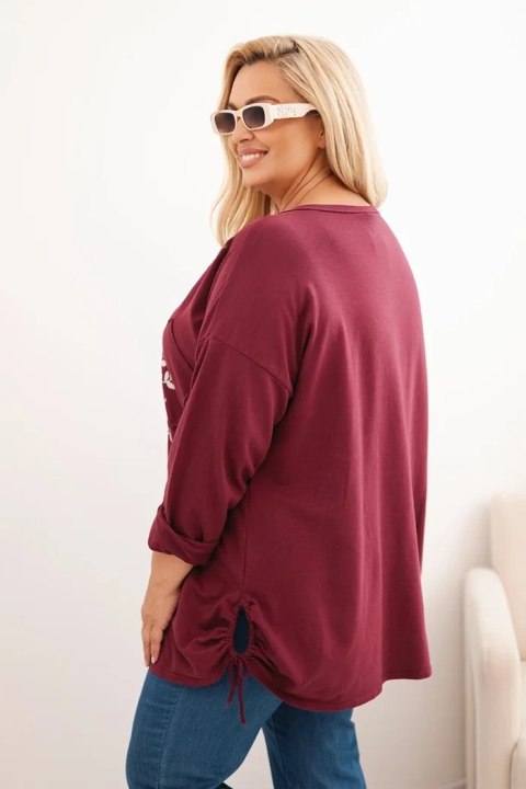 Bluza damska Plus Size bawełniana z nadrukiem drzewa bordowa Bluza damska Plus Size bawełniana z nadrukiem drzewa bordowa