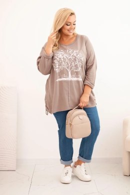 Bluza damska Plus Size bawełniana z nadrukiem drzewa fango