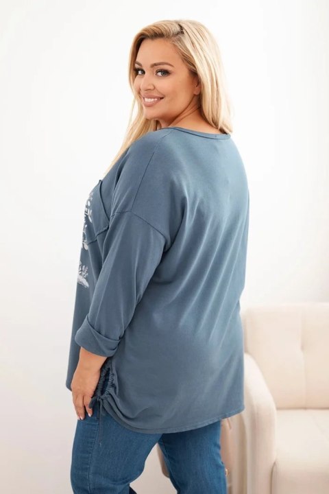 Bluza damska Plus Size bawełniana z nadrukiem drzewa jeansowa Bluza damska Plus Size bawełniana z nadrukiem drzewa jeansowa