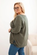 Bluza damska Plus Size bawełniana z nadrukiem drzewa khaki