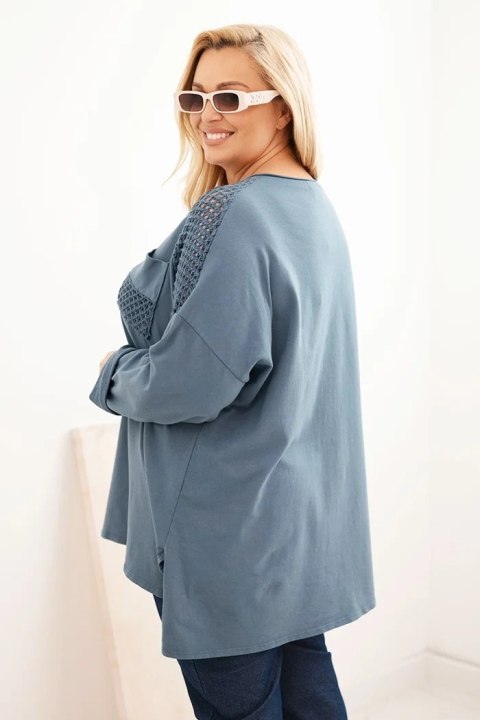 Bluza damska Plus Size bawełniana z nadrukiem jeansowa Bluza damska Plus Size bawełniana z nadrukiem jeansowa