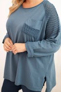 Bluza damska Plus Size bawełniana z nadrukiem jeansowa