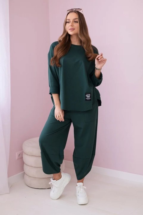 Komplet bawełniany bluza + spodnie ciemny zielony Komplet bawełniany bluza + spodnie ciemny zielony