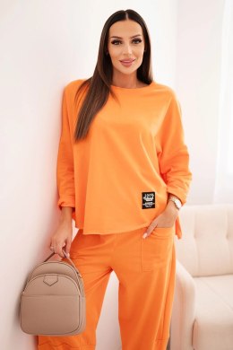 Komplet bawełniany bluza + spodnie pomarańczowy
