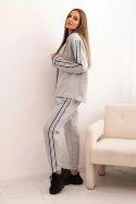 Komplet damska z wiskozą z lampasem i marynarką sportową szary