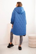 Kurtka damska Plus Size pikowana z kapturem i napisem HOPE jasno jeansowa