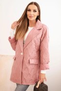 Kurtka damska Plus Size pikowana z kołnierzem i guzikiem ciemno różowa