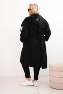 Płaszcz damski Plus Size z zamszu rozpinany z kapturem czarny