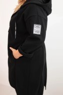 Płaszcz damski Plus Size z zamszu rozpinany z kapturem czarny