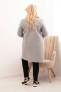 Płaszcz damski elegancki Plus Size z kołnierzem i dużymi kieszeniami szary