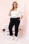 Spodnie damskie bawełniane Plus Size z paskiem czarne