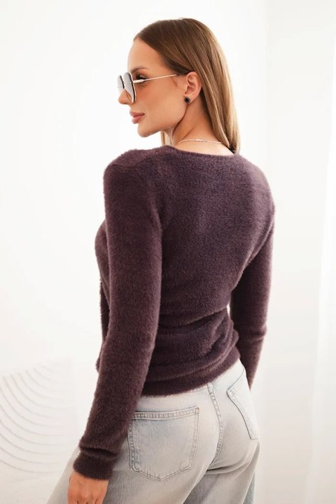 Sweter damski alpaka z okrągłym dekoltem brązowy Sweter damski alpaka z okrągłym dekoltem brązowy