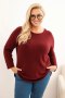 Sweter damski plus size z dekoltem łódką bordowy