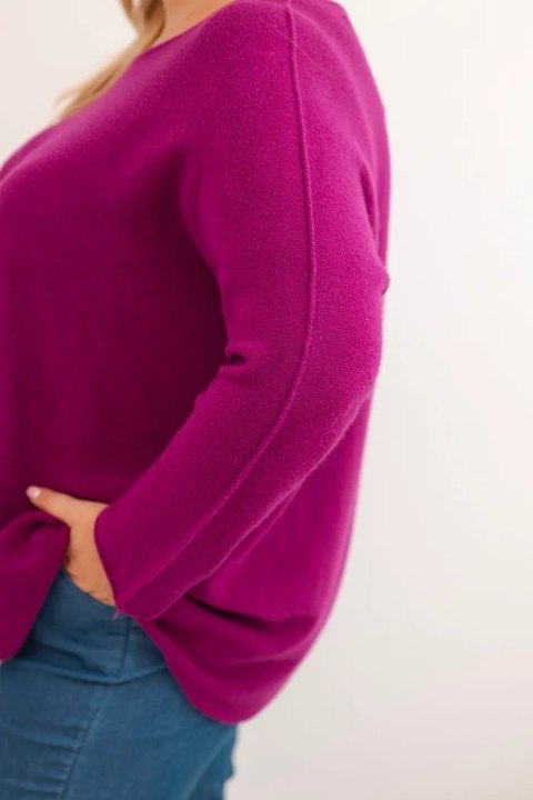 Sweter damski plus size z dekoltem łódką ciemno fioletowy Sweter damski plus size z dekoltem łódką ciemno fioletowy