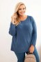 Sweter damski plus size z dekoltem łódką jeansowy