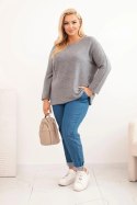 Sweter damski plus size z dekoltem łódką szary