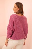 Sweter damski z dekoltem V i guzikami ciemny fioletowy