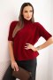 Sweter damski z krótkim rękawem o luźnym kroju bordowy